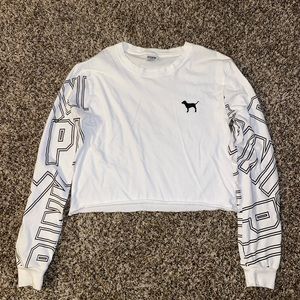 Pink Victoria’s Secret White Graphic Long Sleeve